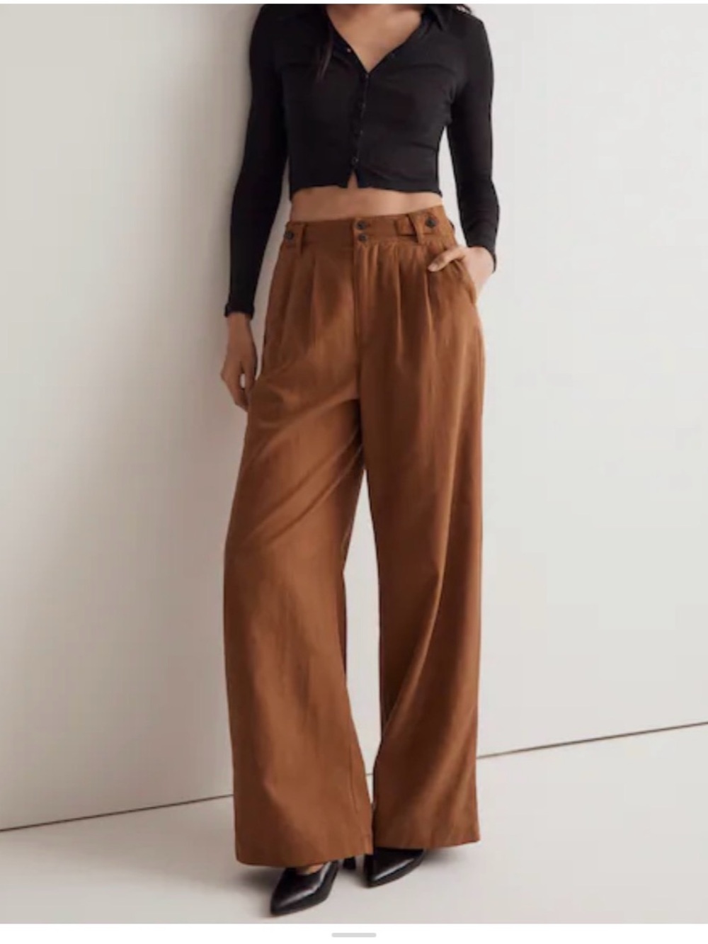 Wide-Leg High-Waist Pants in Brown